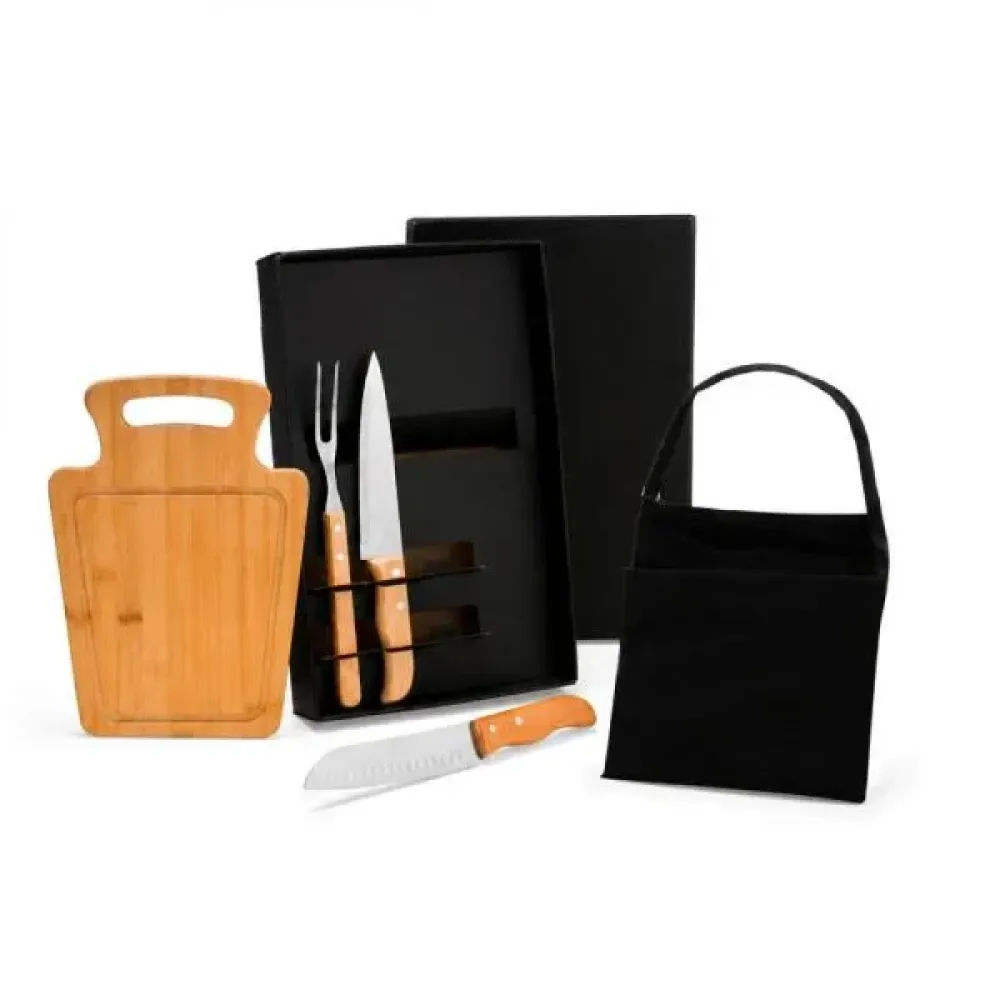 CONJ. PARA CHURRASCO COM AVENTAL - 5 PÇS