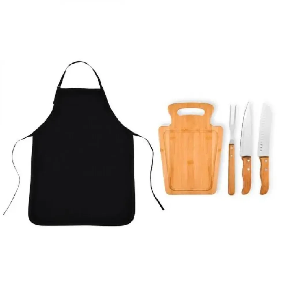 CONJ. PARA CHURRASCO COM AVENTAL - 5 PÇS