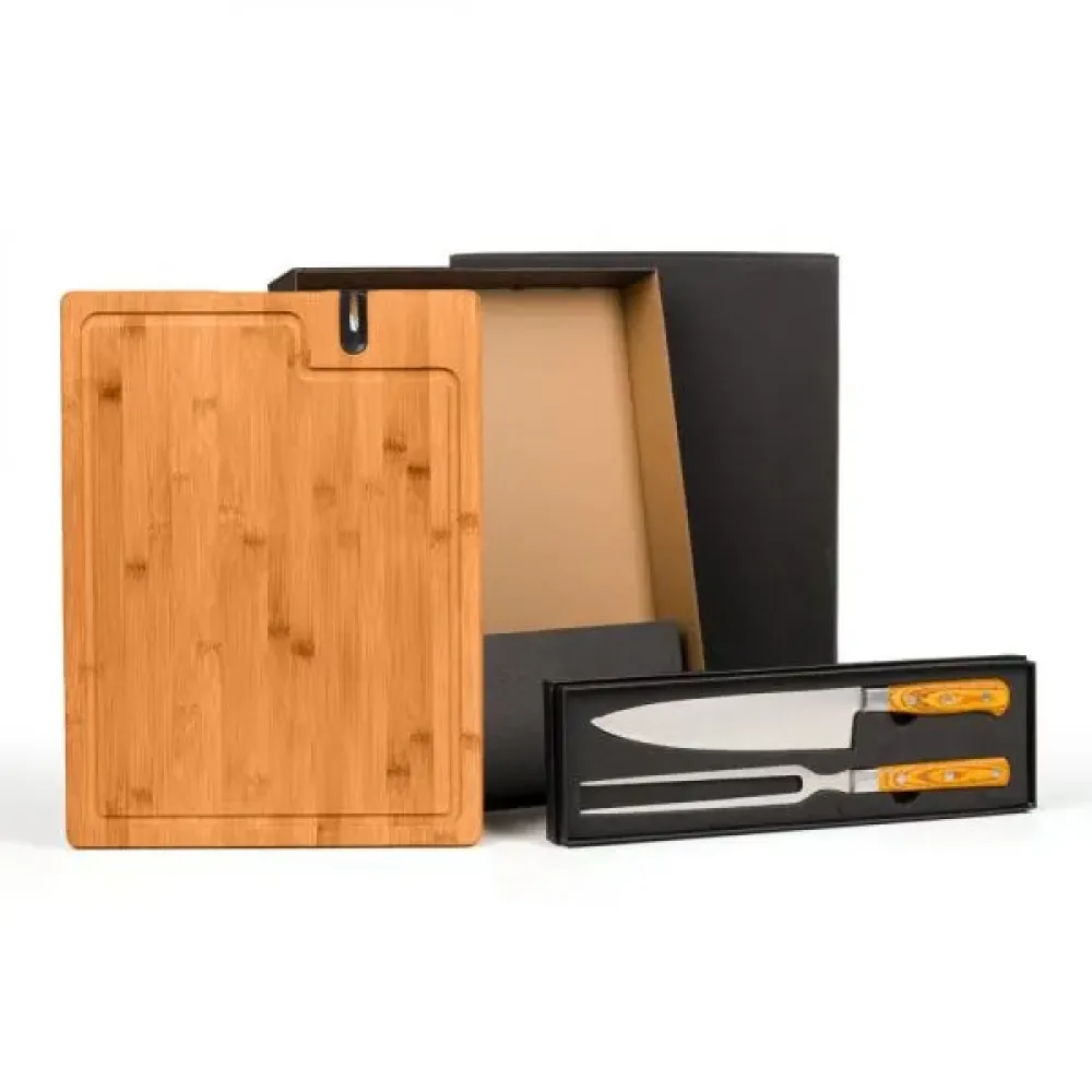 CONJ. PARA CHURRASCO PREMIUM EM BAMBU COM AMOLADOR - 4 PÇS-ME-49363