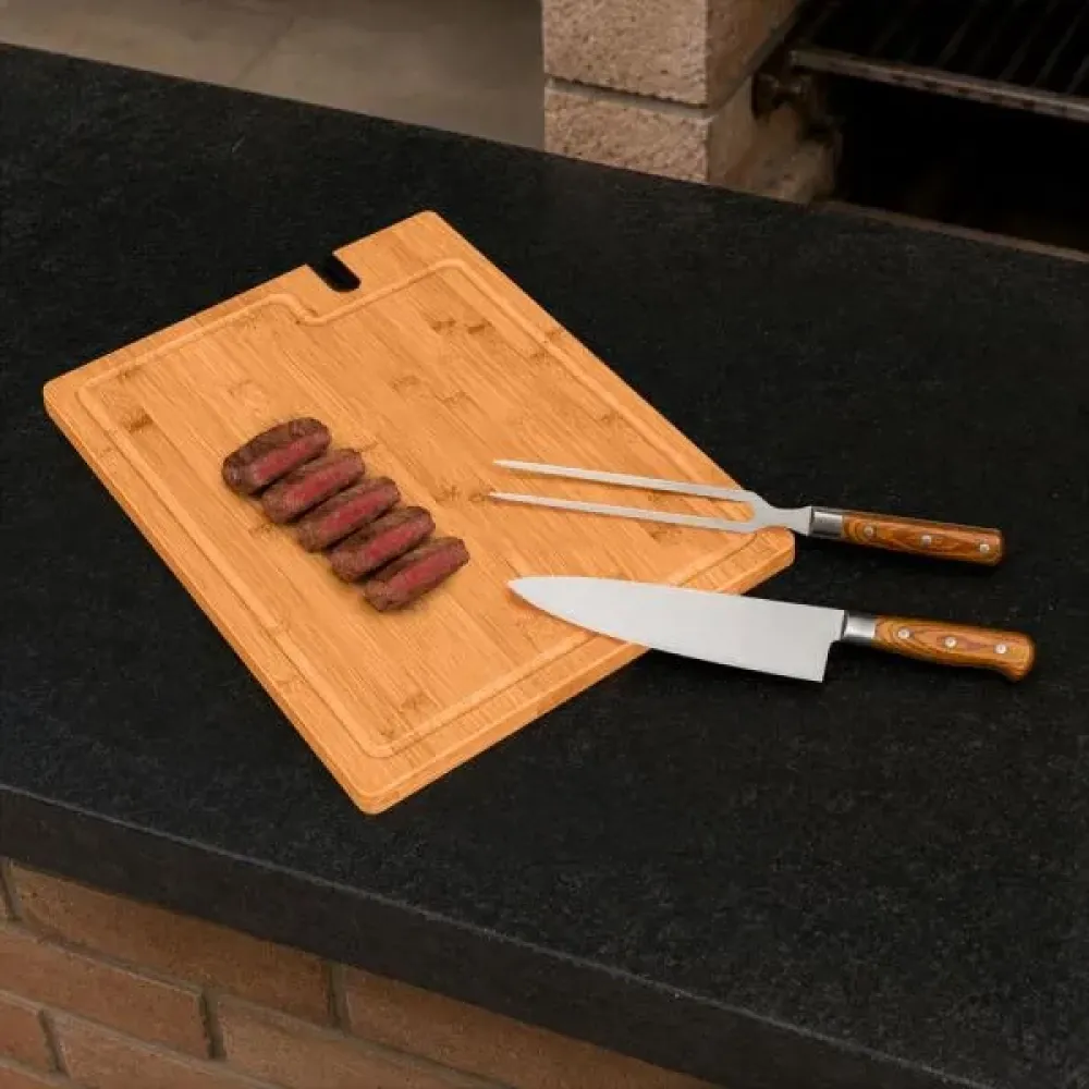 CONJ. PARA CHURRASCO PREMIUM EM BAMBU COM AMOLADOR - 4 PÇS