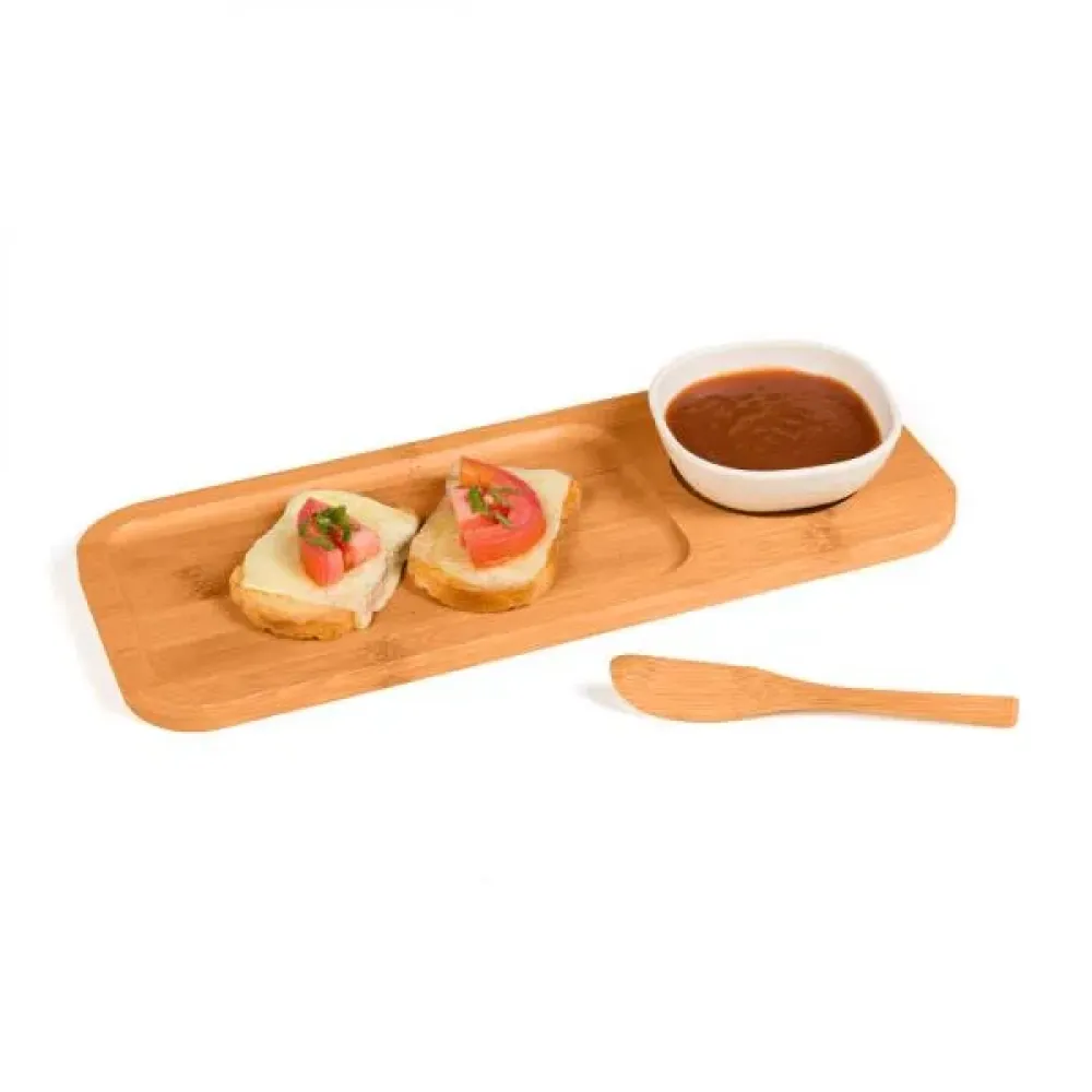 CONJ. PARA PETISCO EM BAMBU / FIBRA DE BAMBU - 3 PÇS