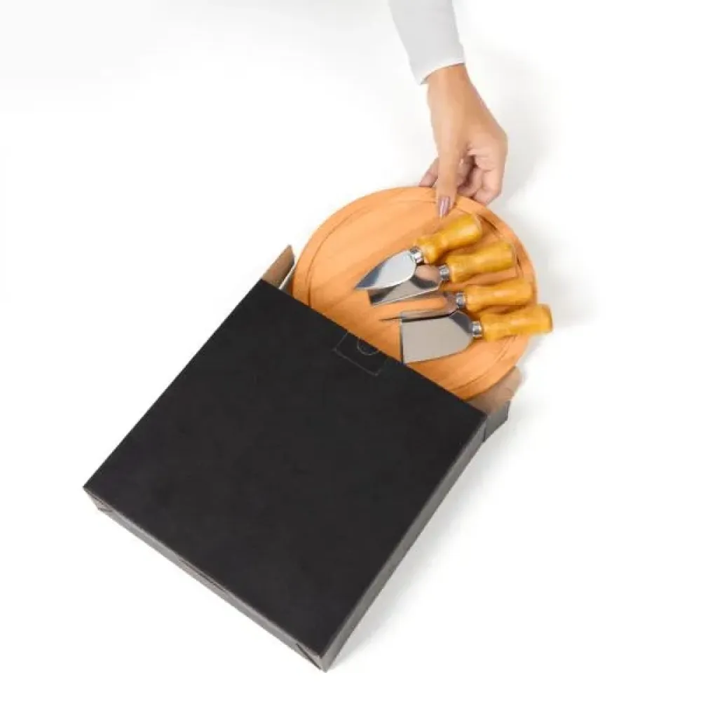 CONJ. PARA QUEIJO EM BAMBU / MADEIRA / INOX - 5 PÇS
