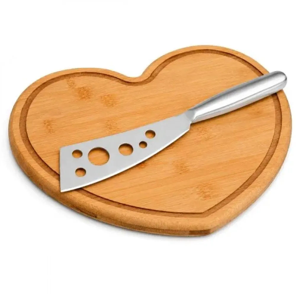 CONJ. PARA QUEIJO EM BAMBU / INOX - 2 PÇS