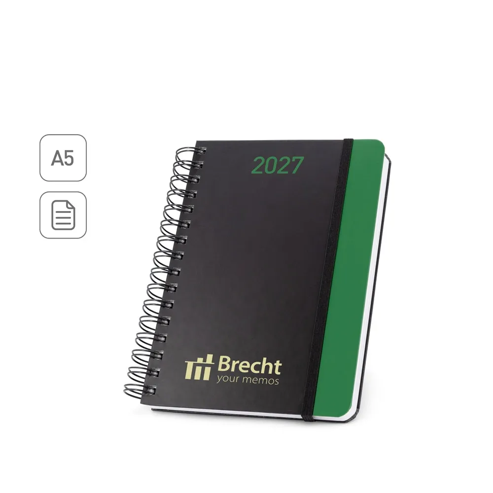 BRECHT A5. Agenda A5 em papel 100% reciclado e acabamento mate-66107