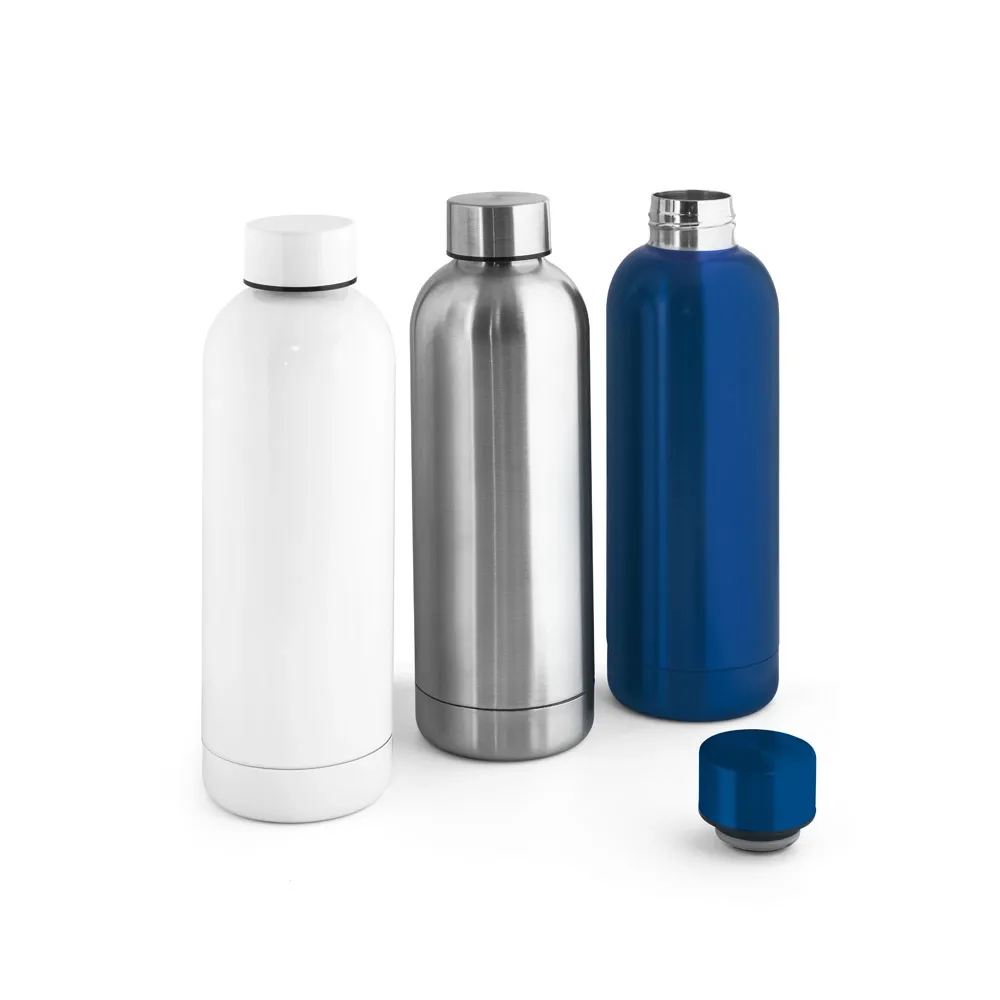 ODIN METTALIC. Garrafa térmica em aço inox 90% reciclado de parede dupla isolada a vácuo (550 mL)