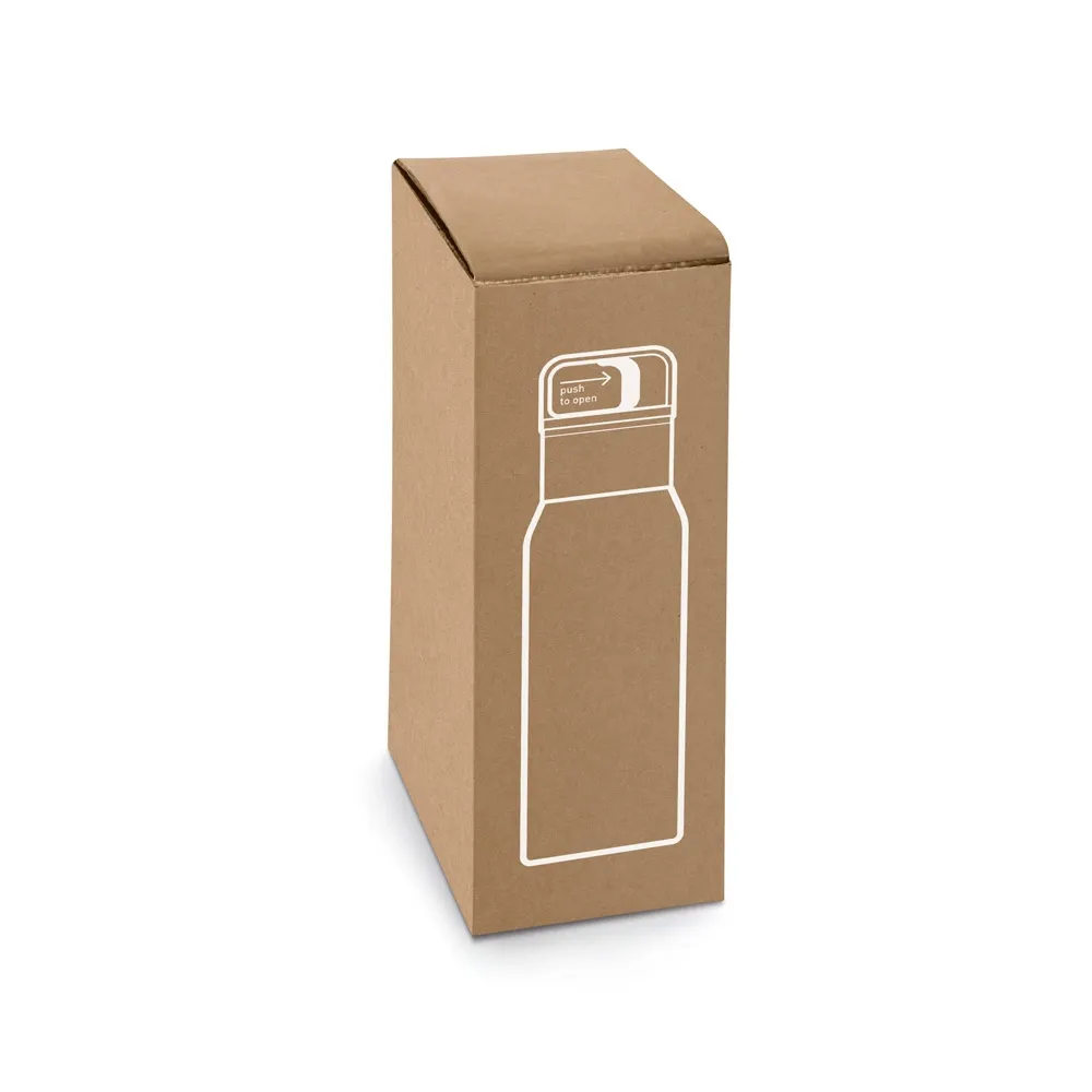 NICKLAUS. Garrafa térmica em aço inox 91% reciclado com parede dupla isolada a vácuo (590 mL)