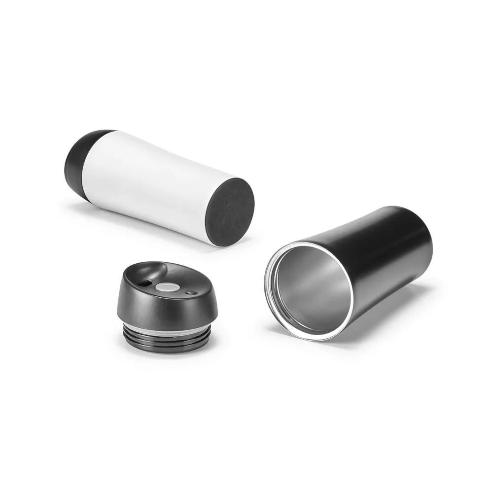MONARDA. Copo de viagem térmico em aço inox de parede dupla isolada a ar (470 mL)