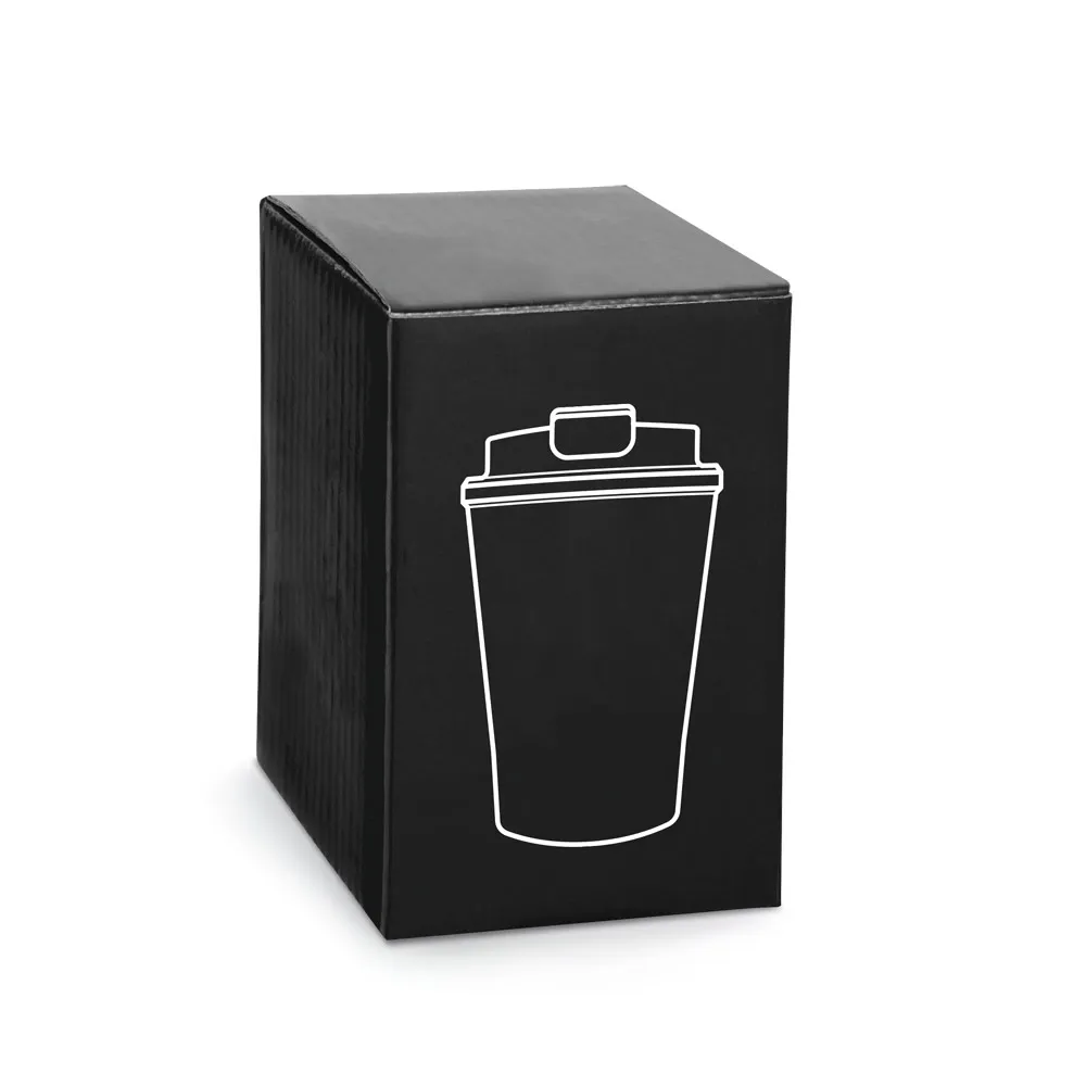 PHELPS. Copo de viagem térmico em aço inox e PP, de parede dupla isolada a vácuo (470 mL)