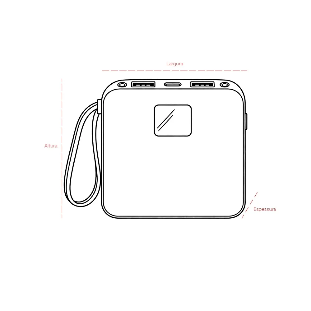 Power Bank 10.000mAh com Lanterna e Multissaídas