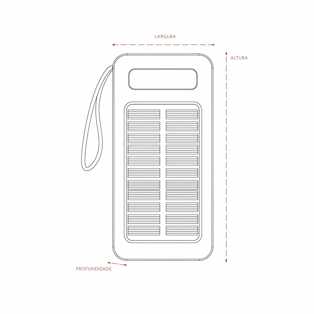 Power Bank Solar 10.000mAh com Lanterna e Multissaídas