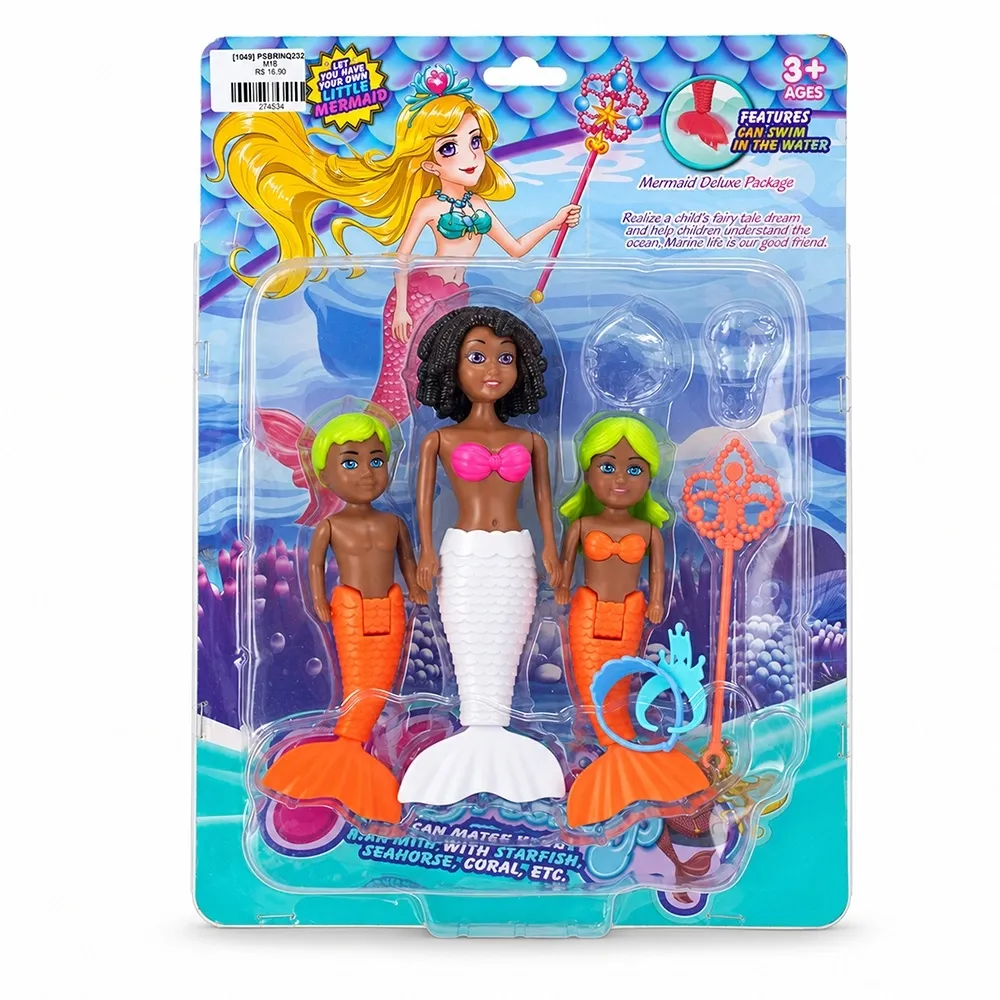 Kit Bonecas Sereia 3 Peças