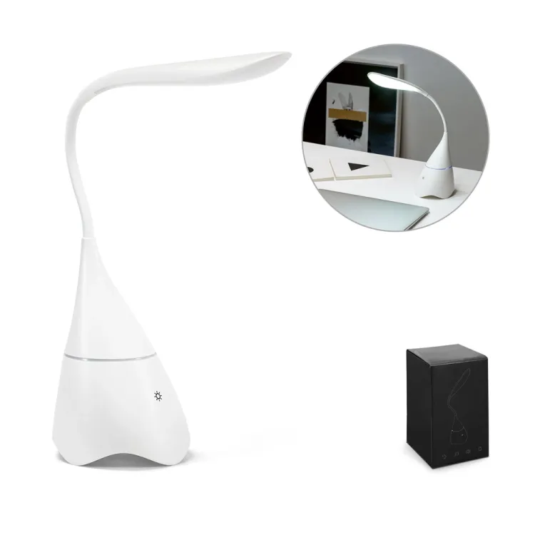 GRAHAM. Luminária de mesa com caixa de som em ABS e 18 LEDs de alto brilho