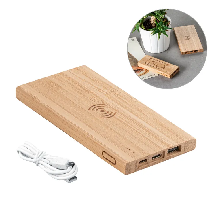 FITCH ECO. Bateria portátil em bambu 5000 mAh