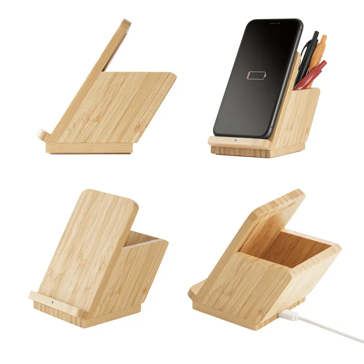 LEAVITT II. Carregador wireless em bambu 10W