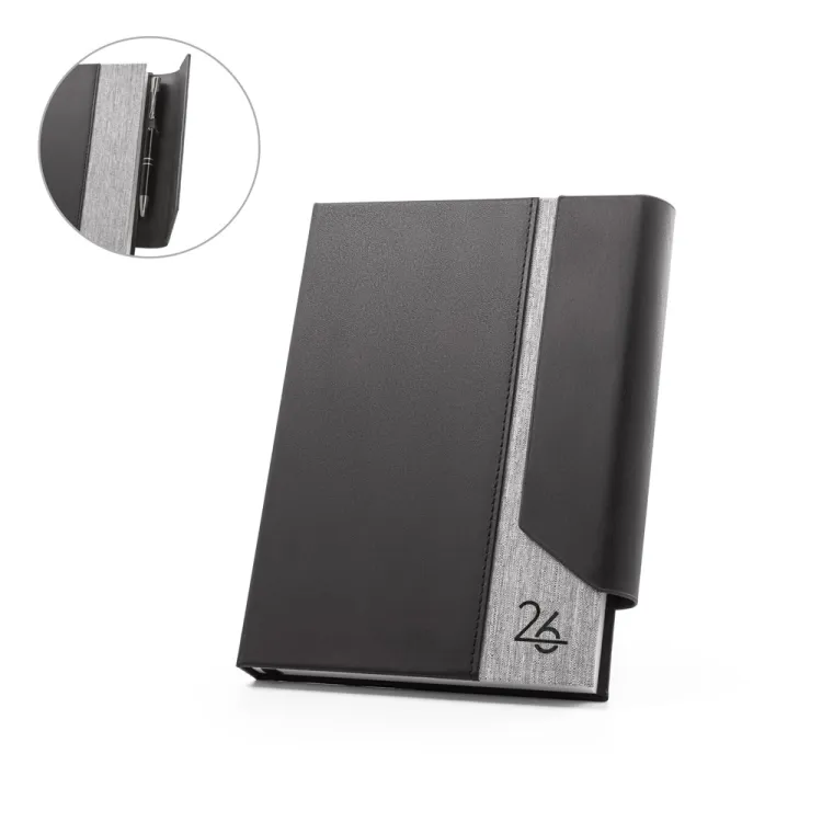 AUSTEN A5. Agenda A5 em PU (58% reciclado) e PET reciclado (100% rPET) 300D