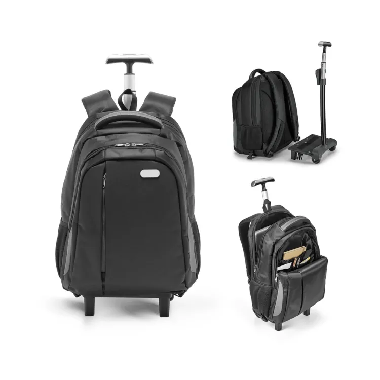 MIAMI. Mochila trolley para notebook 17   em Nylon 999 impermeável com 2 rodas e sistema de proteção integrado 30 L