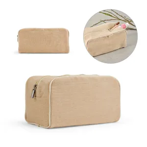 SEYCHELLES. Bolsa de cosméticos em juco (mistura de algodão e juta, 260g/m²) em juco com interior forrado em 70% algodão reciclado e 30% poliéster reciclado