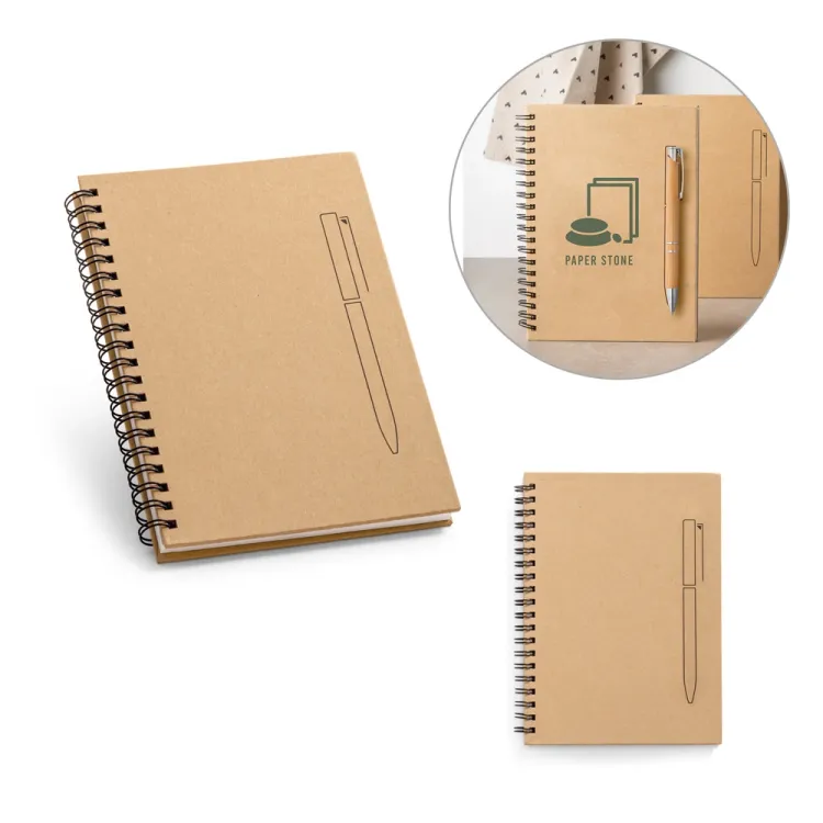 ROCK. Caderno B6 de capa dura em papel kraft (120 g/m²), com páginas lisas