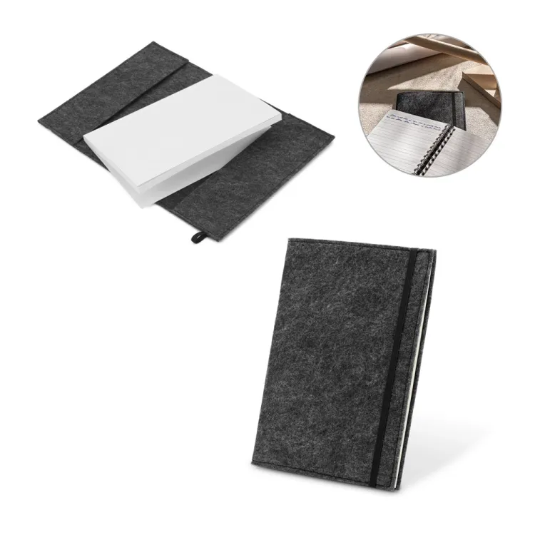 BALDWIN. Caderno A5 com capa em feltro 100% reciclado, com páginas pautadas recicladas