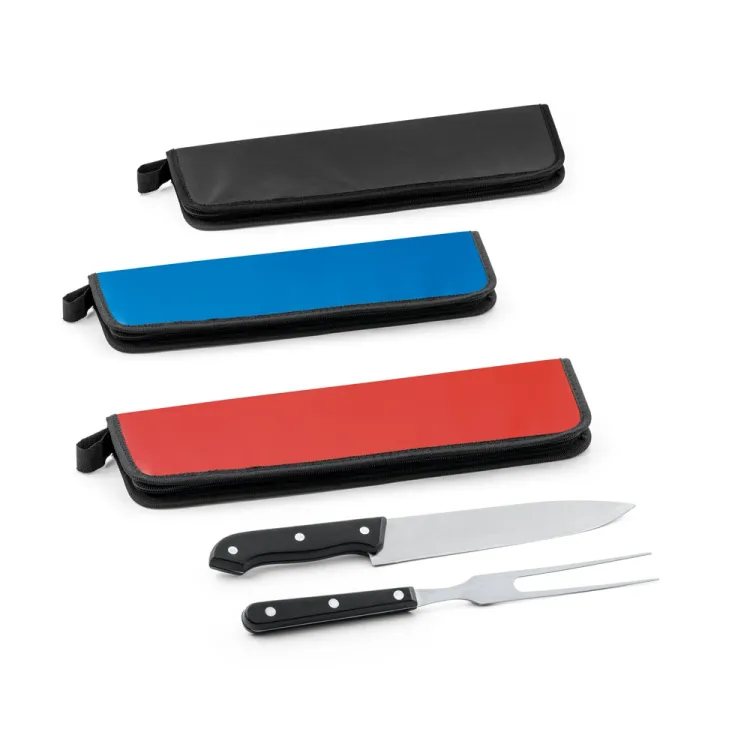 JULLEMIER. Kit churrasco em estojo de 210D com 2 utensílios em aço inox e PP