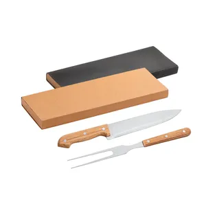 ALIOLI. Kit churrasco em caixa kraft com 2 utensílios 3m aço inox e bambu