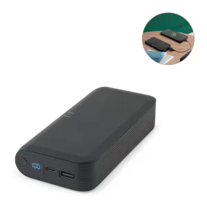 BECKER 20. Bateria portátil em ABS 100% reciclado com carregador wireless super rápido 15W e capacidade de 20 000 mAh