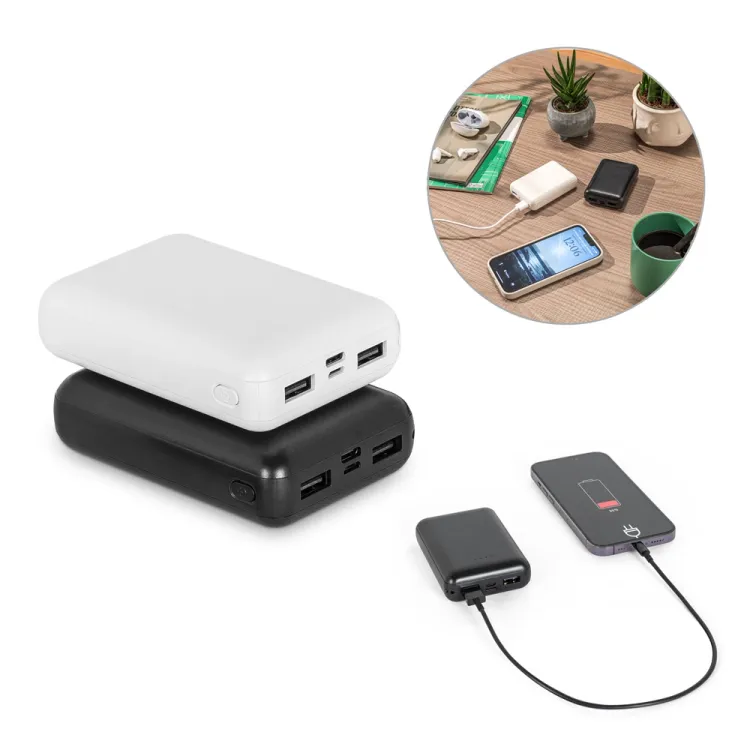 LEAKEY 10. Bateria portáti em ABS 100% reciclado e capacidade de 10 000 mAh
