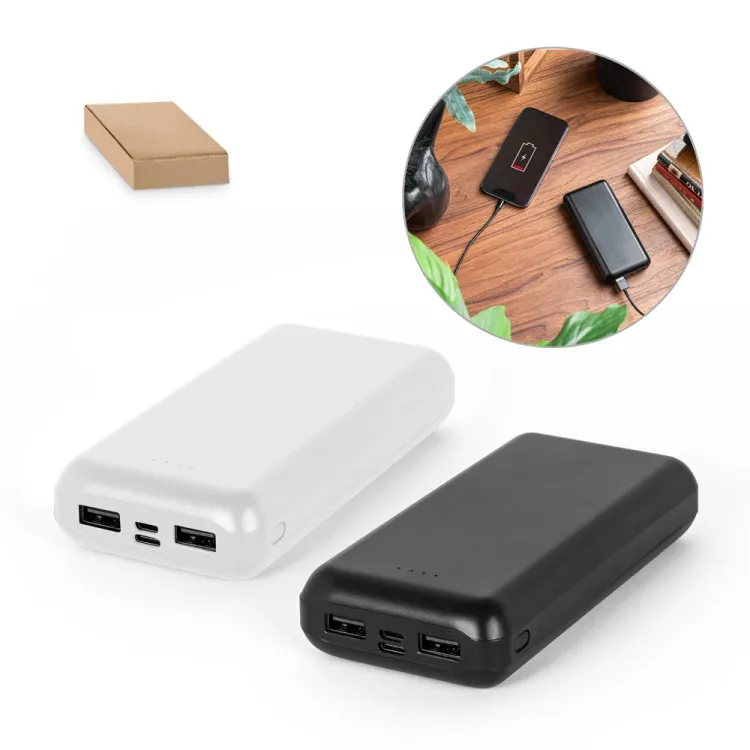 LEAKEY 20. Bateria portátil em ABS 100% reciclado e capacidade de 20 000 mAh