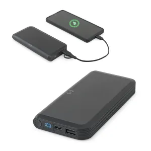 BECKER 10. Bateria portátil em ABS 100% reciclado com carregador wireless super rápido 15W e capacidade de 10 000 mAh