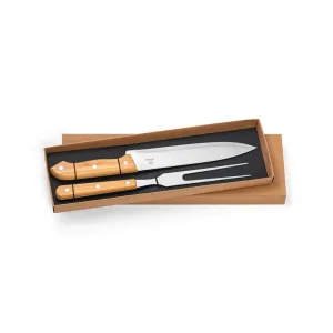 ALIOLI. Kit churrasco em caixa kraft com 2 utensílios 3m aço inox e bambu