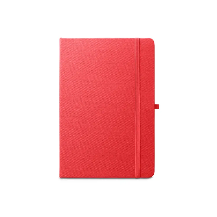 ANNE. Caderno A5 de capa dura em poliéster 100% reciclado (100% rPET) com cantos redondos e folhas pautadas
