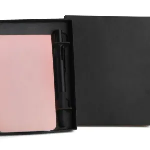 BLOCO PARA ANOTAÇÕES ROSA COM CANETA PRETA