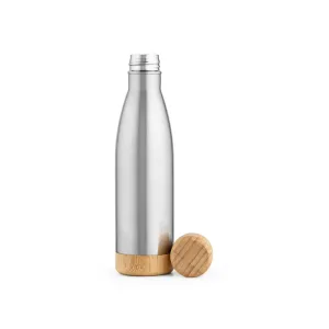 BROMELL 550. Garrafa em aço inox (90% reciclado) com tampa em bambu 550 mL