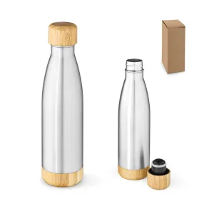 BROMELL 800. Garrafa em aço inox (90% reciclado) com tampa em bambu 800 mL