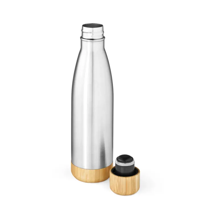BROMELL 800. Garrafa em aço inox (90% reciclado) com tampa em bambu 800 mL