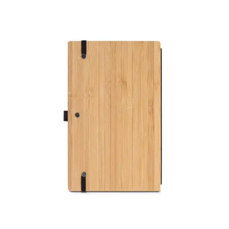 BUARQUE A5. Caderno A5 de capa e contracapa em placa de bambu e lombada em poliéster 100% reciclado (100% rPET)