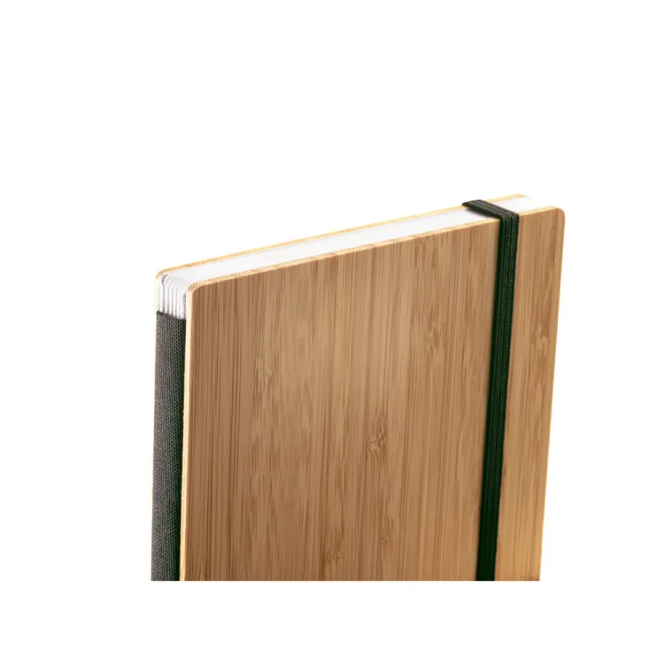 BUARQUE A5. Caderno A5 de capa e contracapa em placa de bambu e lombada em poliéster 100% reciclado (100% rPET)