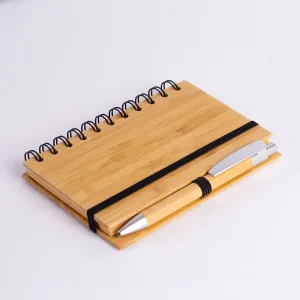 Caderno Capa em Bambu c/ Caneta (14x09cm)