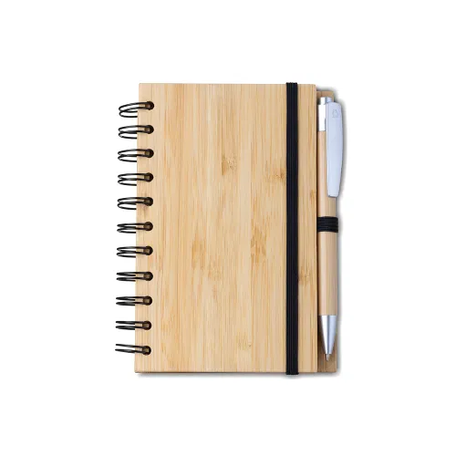 Caderno A6 Capa em Bambu com caneta (14x09cm)