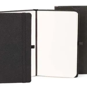 CADERNETA S/ PAUTA PRETO - 14X21 CM