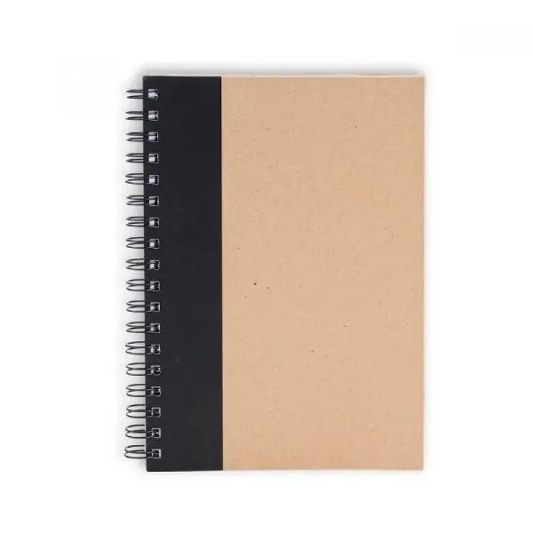 CADERNO PAUTADO COM WIRE-O - 23X18CM - BEGE/PRETO