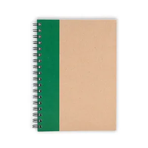 CADERNO PAUTADO COM WIRE-O - 23X18CM - BEGE/VERDE