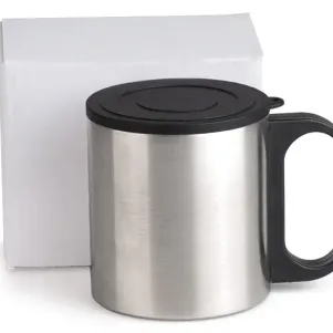 CANECA EM AÇO INOX COM TAMPA - 180 ML
