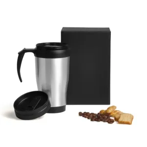 CANECA REVESTIDA EM AÇO INOX - 410 ML - PRETA.