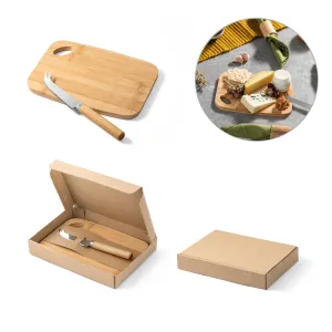 CAPPERO. Conjunto de tábua de corte e pequena faca de queijo em bambu
