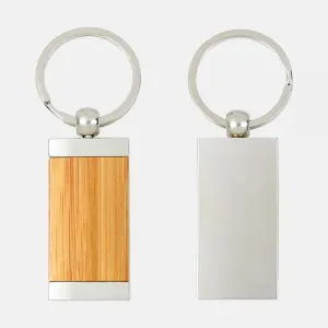 CHAVEIRO EM METAL CROMADO E BAMBU