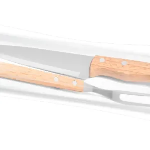 CONJ. DE GARFO E FACA 7" EM MADEIRA - 2 PÇS