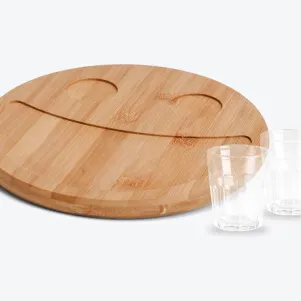 CONJ. EM BAMBU COM 2 COPOS PARA DOSE - 3 PÇS