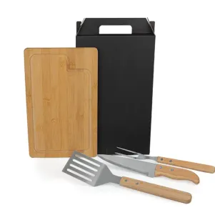 CONJ. PARA CHURRASCO/HAMBÚRGUER COM ESPÁTULA - 4 PÇS