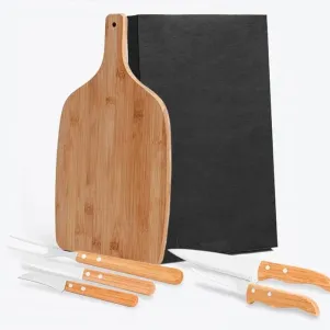 CONJ. PARA COZINHA EM BAMBU / INOX - 6 PÇS